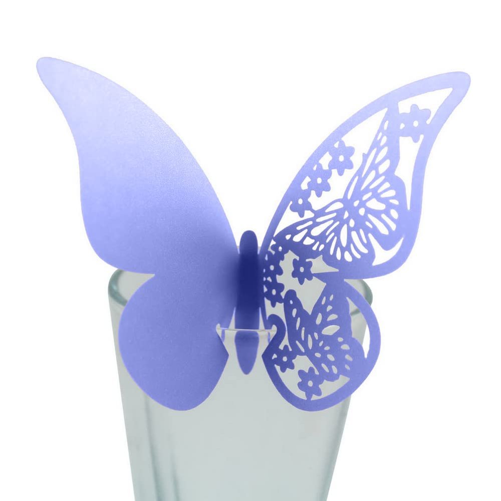 Wine Glass Place Cards, 50PCS Hollow Butterfly Wine Glass Cards, 3D Butterfly Name Place Cards Wine Glass Cup Decoration for Wedding Centerpieces Table Decoration