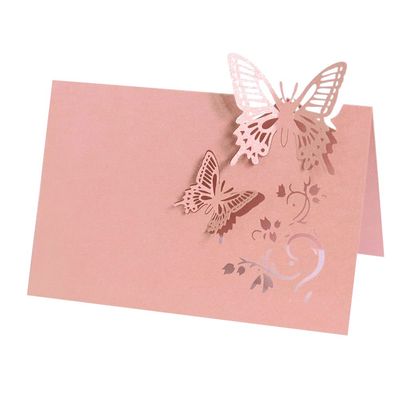 EUBUY 50PCS Hollow Butterfly Table Place Cards, Name Cards for Table Setting, Seating, Banquet, Wedding, Dinner Parties, 3.5 x 2.4 Inch