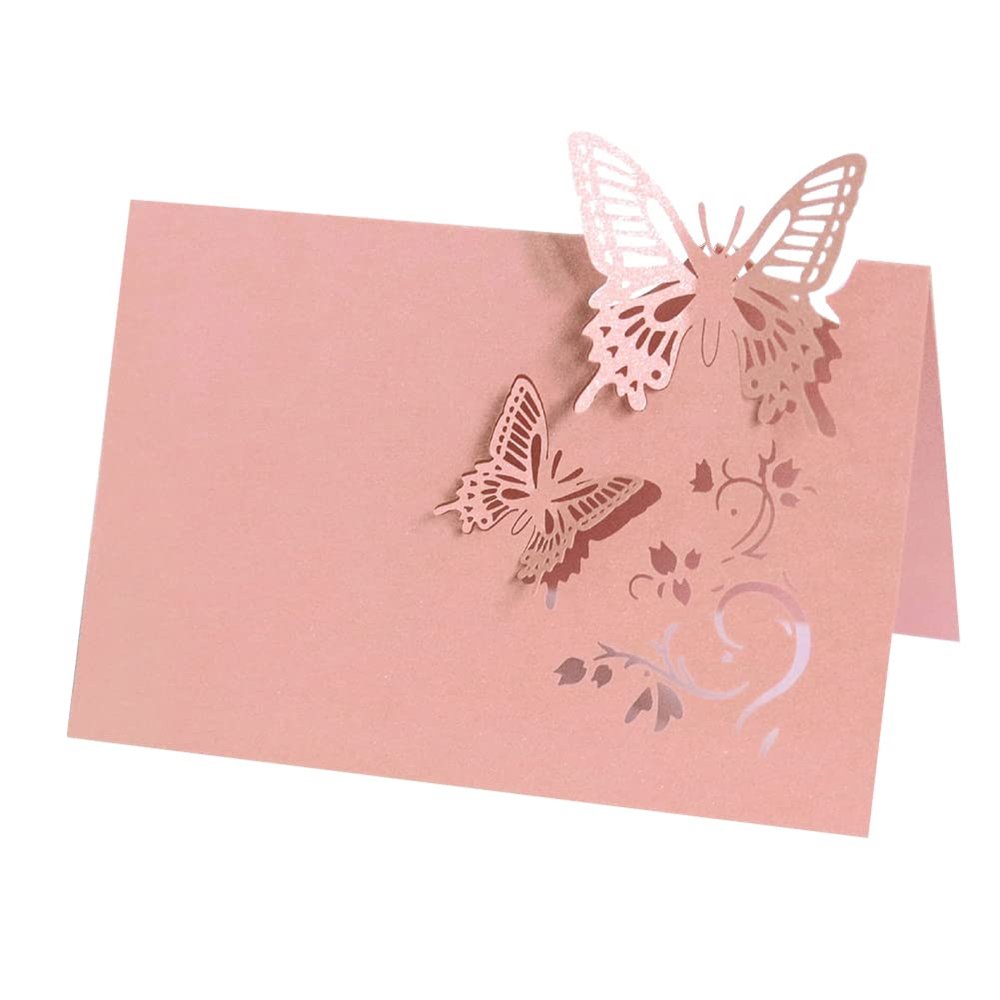 EUBUY 50PCS Hollow Butterfly Table Place Cards, Name Cards for Table Setting, Seating, Banquet, Wedding, Dinner Parties, 3.5 x 2.4 Inch