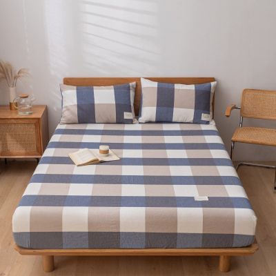FCLDESHOP Soft No Pop-Off Elastic,Solid Color Comfortable Washed Cotton Bed Toppers Queen Size, Suitable for Mattresses Up to 12/30cm Deep,Navy Blue,90 * 200cm+30cm