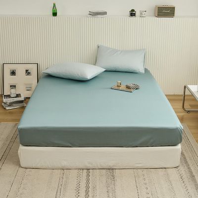 FCLDESHOP Soft Fitted Sheet,Thick Brushed Solid Color Cotton Deep Pocket Bedding Sheet, Bedroom Guest Room Single Double Mattress Protector,Blue,120 * 200cm*25cm