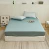 FCLDESHOP Soft Fitted Sheet,Thick Brushed Solid Color Cotton Deep Pocket Bedding Sheet, Bedroom Guest Room Single Double Mattress Protector,Blue,120 * 200cm*25cm view 1
