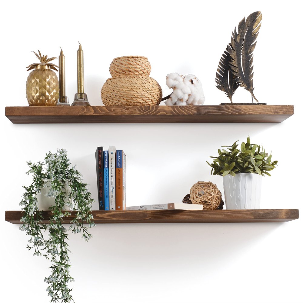 Floating Shelves Set of 2, Wall Shelves with Invisible Brackets for Bedroom, Bathroom, Living Room, Kitchen, Easy Wall Mounted Shelves, (48"L x 10"D, Vancouver)