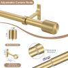 2 Pack Curtain Rods 72 to 144 Inch, Adjustable 1-Inch Window Curtain Rods, Heavy Duty Single Telescoping Drapery Rods with Cap Finials, Brass view 4