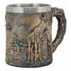1 Pcs Of Giraffe And Calf Family Coffee Mug Textured With Rustic Tree Bark Design view 3