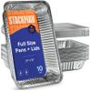 10-Pack Large Aluminum Steam Pans with Lids - 21x13, Heavy Duty for Roasting, Cooking, Warming Food,Silver view 1