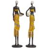 Deco 79 Polystone People Handmade Decorative Sculpture African Woman Home Decor Statues with Water Jugs and Jeweled Details, Set of 2 Accent Figurines 6"W, 24"H, Yellow view 3
