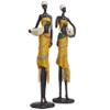 Deco 79 Polystone People Handmade Decorative Sculpture African Woman Home Decor Statues with Water Jugs and Jeweled Details, Set of 2 Accent Figurines 6"W, 24"H, Yellow view 4