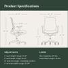 Branch Ergonomic Chair - A Versatile Desk Chair with Adjustable Lumbar Support, Breathable Mesh Backrest, and Smooth Wheels - Experience Optimal Comfort and Support - Sand - White view 3