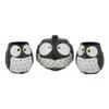 Black Fat Spotted Owl Ceramic 16oz Tea Pot With 2 Cups Set Owls Decor view 1