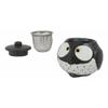 Black Fat Spotted Owl Ceramic 16oz Tea Pot With 2 Cups Set Owls Decor view 3