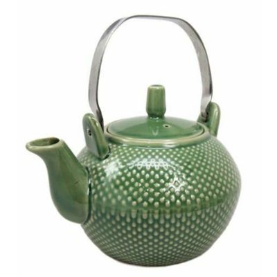 1 Pcs Of Imperial Spotted Texture Teapot With Stainless Steel Handle 28oz (Green)