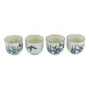Blue Oriental Bamboo Branches And Leaves Design Porcelain Tea Pot And 4 Cups Set view 3