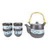 1 Set Of Japanese Design Cherry Petals Charcoal Grey Ceramic Tea Pot & Four Cups view 1