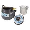 1 Set Of Japanese Design Cherry Petals Charcoal Grey Ceramic Tea Pot & Four Cups view 2