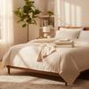 Rifz Textiles TM Collection T-180 Blended Dyed Sheets Soft Comfortable Breathable Washable Elastic Lightweight Decorations for Hotel Bedrooms or Guest Room (Flat, King L 108"X115" 6 PK, Bone) view 1