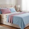 Rifz Textiles TM Collection T-180 Blended Dyed Sheets Soft Comfortable Breathable Washable Elastic Lightweight Decorations for Hotel Bedrooms or Guest Room (Flat, King L 108"X115" 6 PK, Bone) view 2