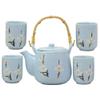 1 Set Of Japanese Sakura Pastel Blue Cherry Blossom Design Porcelain Tea Pot And 4 Cups view 1