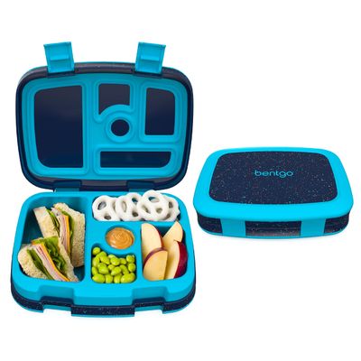 Bentgo Kids 5-Compartment Lunch Box - Confetti Design for School, Ideal for Ages 3-7, Leak-Proof, Drop-Proof, Dishwasher Safe, & Made with PFAS & BPA-Free Materials (Confetti Edition - Abyss Blue)