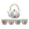 1 Set Of Japanese Design Colorful Botanic Floral Porcelain White Tea Pot And Cups view 1