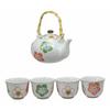 1 Set Of Japanese Design Colorful Botanic Floral Porcelain White Tea Pot And Cups view 2