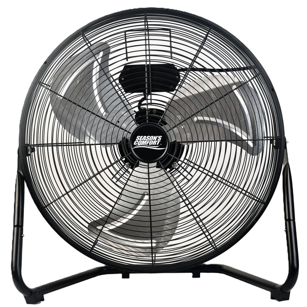 Seasons Comfort 20 Inch High Velocity Heavy Duty Fan, Black, 3 Speeds, 360 Degree Tilt, Carry Handle, 120 W - Metal Industrial Floor Fan for Home, Office & Worksite