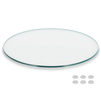 The Better Bevel 16 inch Round Glass Table Top - Clear Tempered Glass Surface Protector - Safe Flat Polished Edge - Coffee, Dining and End Table