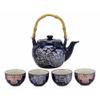 Blue Winter Frost Colorful Large Floral Blooms 25Oz Tea Pot With 4 Cups Set view 1