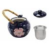 Blue Winter Frost Colorful Large Floral Blooms 25Oz Tea Pot With 4 Cups Set view 3