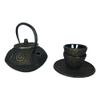 1 Set Of Dark Rich Gold In Coin Ingot Money Pattern Heavy Cast Iron Tea Pot And Cups view 1