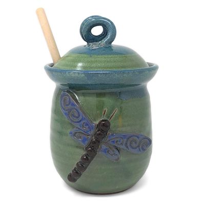 Dragonfly Honey Jar by MudWorks Pottery, Handmade in the USA