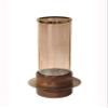 A&B Home Acacia Wood Candle Holder - Wood Candle Holder with Glass Hurricane, Decorative Tabletop Lighting, Living Room Coffee Table Accent Piece Dining Table Centerpiece, 8" x 8" x 14" view 1