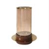A&B Home Acacia Wood Candle Holder - Wood Candle Holder with Glass Hurricane, Decorative Tabletop Lighting, Living Room Coffee Table Accent Piece Dining Table Centerpiece, 7" x 7" x 11" view 1