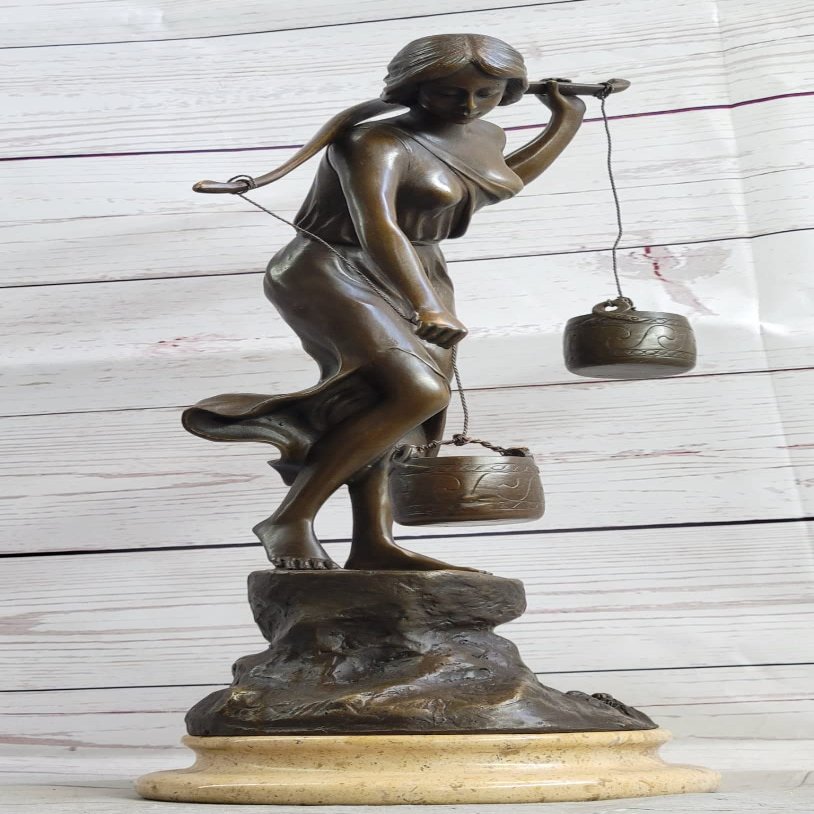 EUROPEAN BRONZE 16" Bronze Art Deco Style Figural Nude Woman Dancer Desk Statue Sculpture Gift Deal Artwork