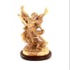 azizeh St. Michael Statue Crushing Satan in Hand Carved Olive Wood view 1