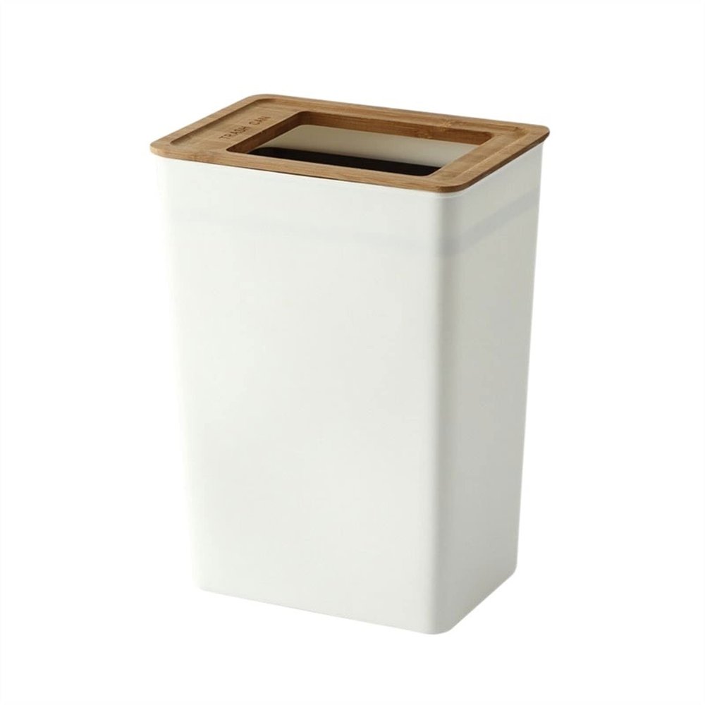 DYPASA Garbage Recycling Bin 9L Trash Bin Dustbin Can PP Wood Waste Bin Home Office Trash Can Garbage Bin Dust Bin Plastic Storage Bucket Kitchen Trash Can