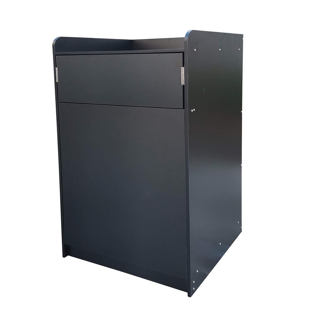 FixtureDisplays Black Restaurant Fast Food Trash Bin Receptacle with Hinged Door, Recessed Tray Top, Holds Trash Bins Up to 36 Gallons 119232-BLACK-NEW-NF