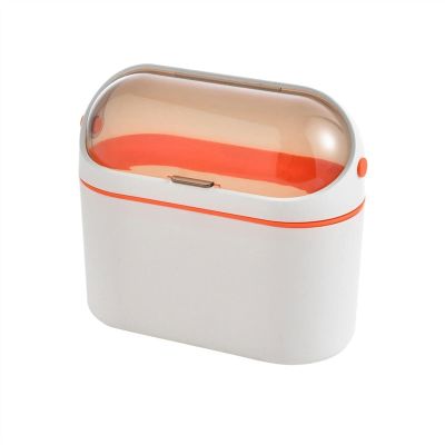 DYPASA Garbage Recycling Bin Mini Waste Basket Mini Trash Can with Lid for Desktop Small Office Countertop Garbage Can Mountable Tiny Wastebasket for RV Dorm Kitchen Trash Can (Color : Orange)