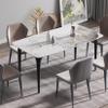 63" Kitchen Dining Table for Dining Room, Kitchen, Dinette, Compact Space w/Sintered Stone Tabletop, 4 Black Metal Legs, Sturdy Dining Room Table, Office Desk, Meeting Table view 1