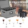 ouruer China Storage Containers hard shell-Quilted Wine Glass Storage Box,Moving Boxes,Storage Containers for Organizing,Stackable Stemware Storage Cases,Moving Supplies,Household Essentials view 2