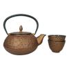 1 Set Of Japanese Pine Copper Matchstick Pattern Heavy Cast Iron Tea Pot With 2 Cups view 2