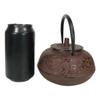1 Set Of Japanese Bamboo Forest Maroon Red Traditional Heavy Cast Iron Tea Pot and Cups view 4