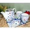 1 Set Of Colorful Ladybug & Flowers Pattern Glazed Ceramic 16oz Tea Pot & Cups Serves 2 view 2