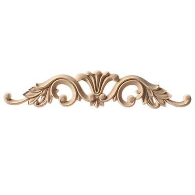 Wood Carving Natural Wood Appliques Door Furniture Cabinet Decorative Unpainted Wooden Mouldings Decal Vintage Home Decor,35cmX7cm