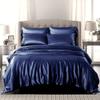 Restura Navy Blue Silk Like Satin Bed in Bag 8 Piece Duvet Cover & Sheet Set (Duvet Cover + Flat Sheet + Fitted Sheet 16" + Bed Skirt 16'' + 4 Pillowcases) - Queen view 3