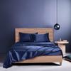 Restura Navy Blue Silk Like Satin Bed in Bag 8 Piece Duvet Cover & Sheet Set (Duvet Cover + Flat Sheet + Fitted Sheet 16" + Bed Skirt 16'' + 4 Pillowcases) - Queen view 4