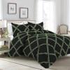 Kings Loft 5 Piece Luxury Two Tone Diamond Ruffle Pattern Comforter Set Premium Super Soft 550 GSM All Season 1000 TC 100% Egyptian Cotton Full/Queen Size Moss/Black Solid Color view 1