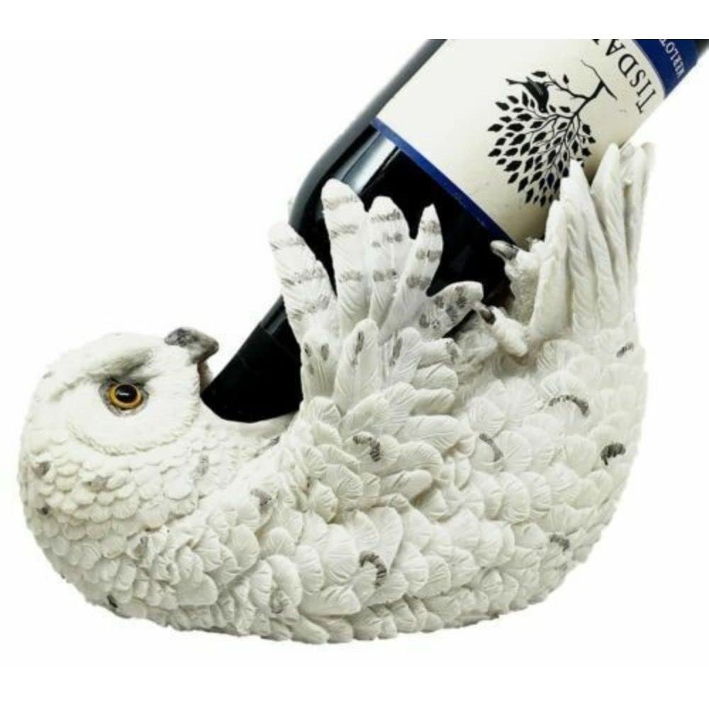 1 Pcs of Wisdom of The Tundra Beautiful Mystical Snowy Owl Wine Bottle Holder Decor