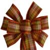 1 Pcs Large 10" Hand Made Orange Fall Plaid Wired Wreath Bow Thanksgiving Autumn view 1