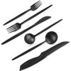 VANVRO 24 Pieces Matte Black Silverware Set with Steak Knives,Satin Finish tableware Cutlery Set for Home and Restaurant,Matte Knife Spoon and Fork Sets Service for 4,Dishwasher Safe view 1